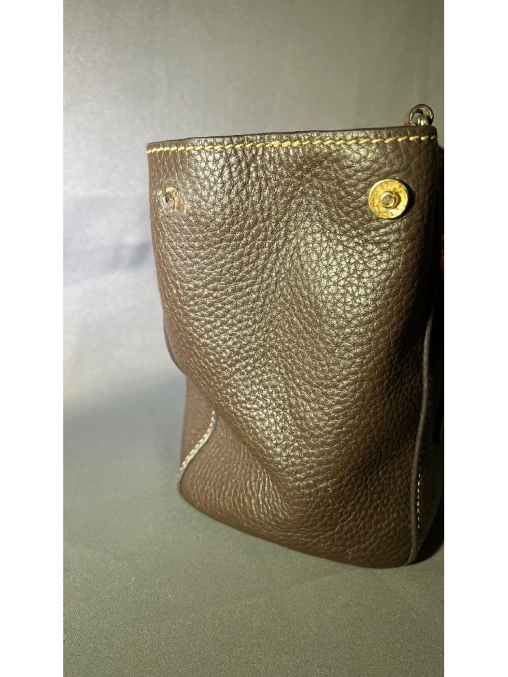 DAMAGED! Dooney & Bourke Brown Pebble Grain Leather Small Satchel Bag - Picture 6 of 14